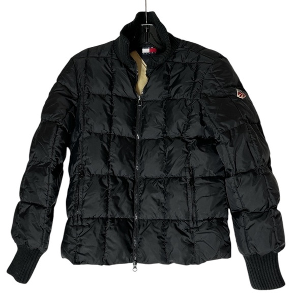 Tommy Jeans Jackets & Blazers - VTG Tommy Jeans Quilted Puffer Jacket US Ski Team Ribbed Cuffs/Collar Y2K